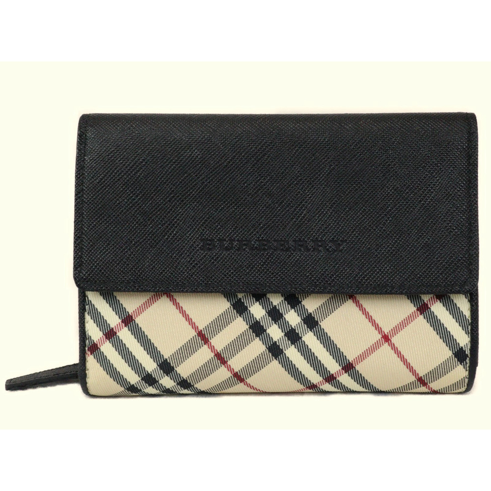 BURBERRY folding wallet Nova Check compact beige black canvas
